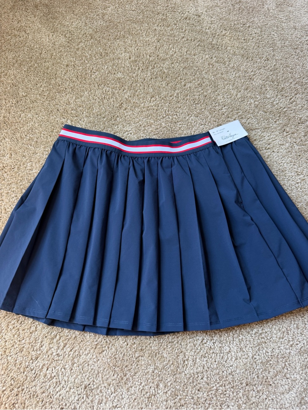 Walter Hagen Navy Pleated Skirt with Red and White Waistband